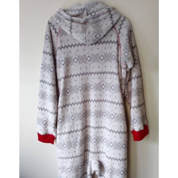 NEW Macys Family Pajamas PJ Men M Winter Fairisle Onesie Hood Pockets Soft Plush - Picture 10 of 13